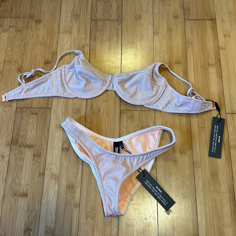 NWT triangl bikini pink sparkle size small